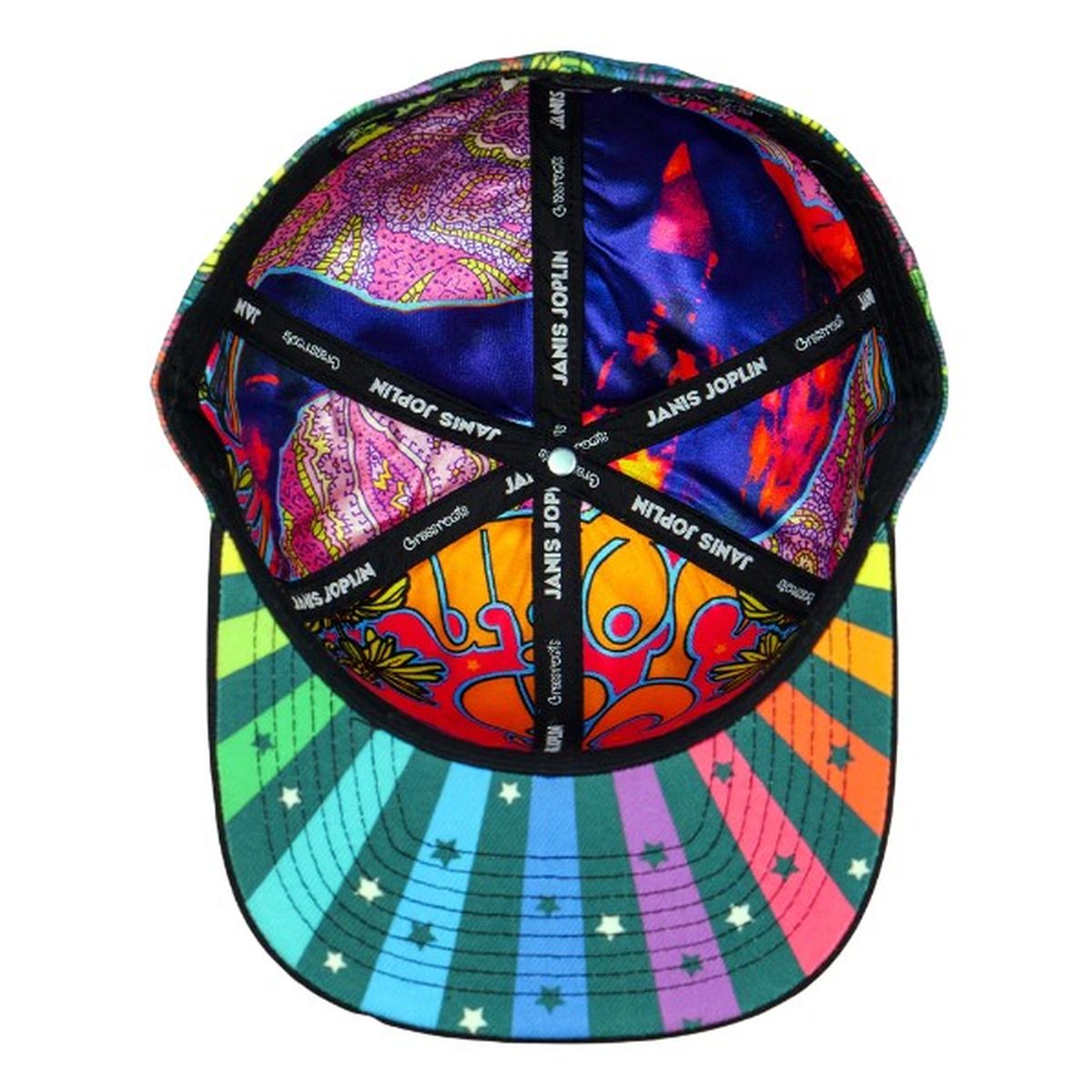 Janis Joplin Rainbow Daisies Fitted Hat