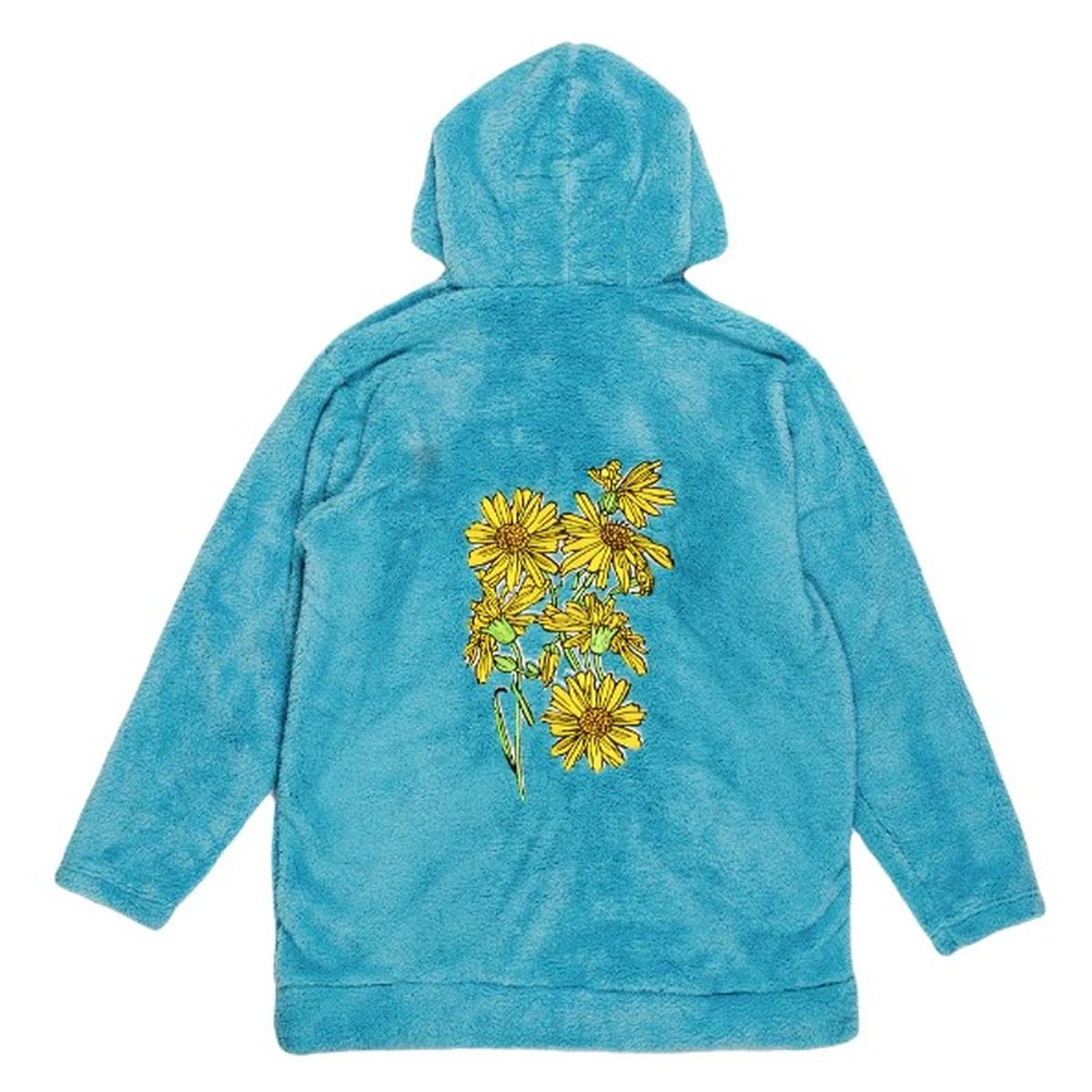 Janis Joplin Yellow Daisies Blue Sherpa Fleece Pullover Hoodie