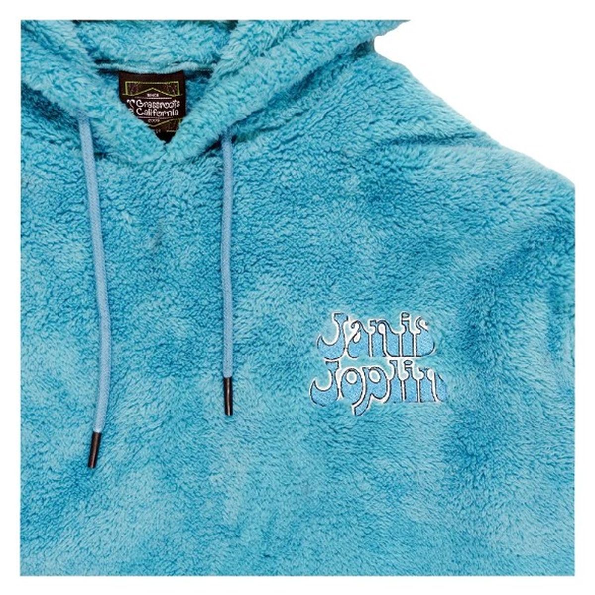 Janis Joplin Yellow Daisies Blue Sherpa Fleece Pullover Hoodie