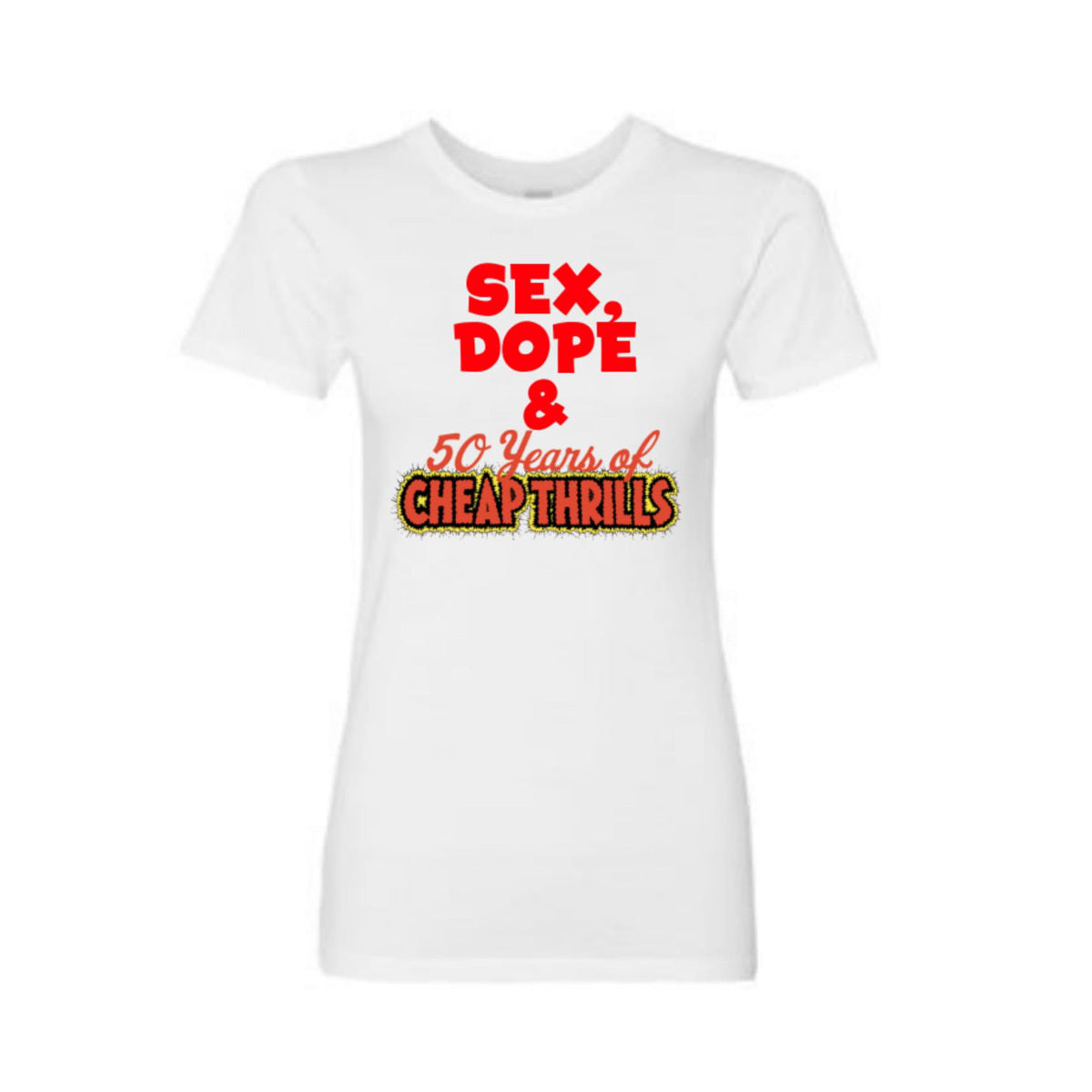 Women's 50 Years Of Cheap Thrills Red Type T-Shirt