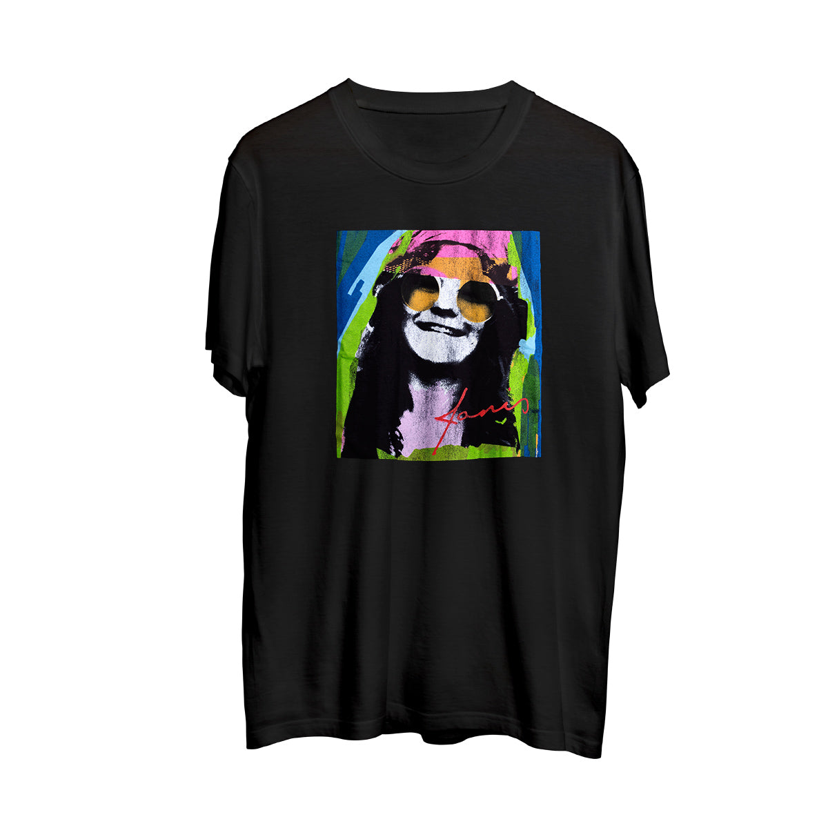 Janis Joplin Multicolor Black Photo T-shirt