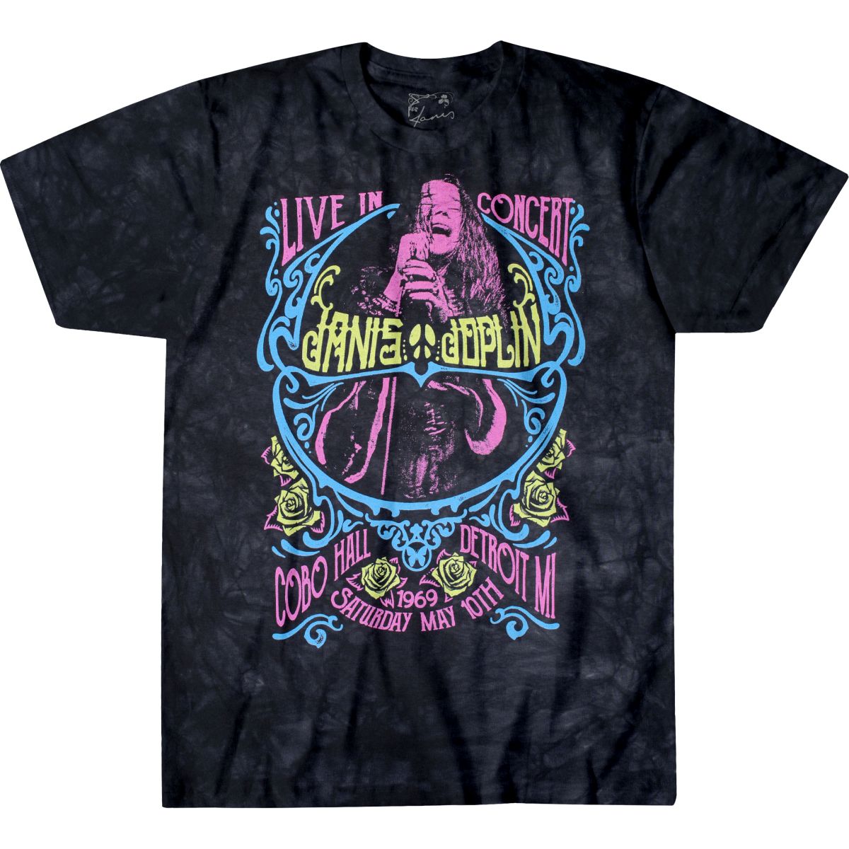 Janis Joplin Detroit 69 Blacklight Tie-Dye T-Shirt